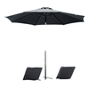 10' x 8' Round Market Umbrella, Patio Umbrella with Crank Handle and Tilt, Outdoor Parasol for Garden, Black
