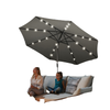 8.8 ft Solar Powered Outdoor Patio Umbrella Round Market Table Umbrella with Adjustable LED Lights Tilt Crank Dark Grey
