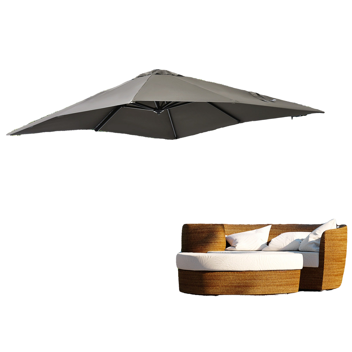 8' x 8' Square Patio Hanging Offset Umbrella with 360° Rotation, Aluminum Outdoor Cantilever Market Parasol, Light Grey