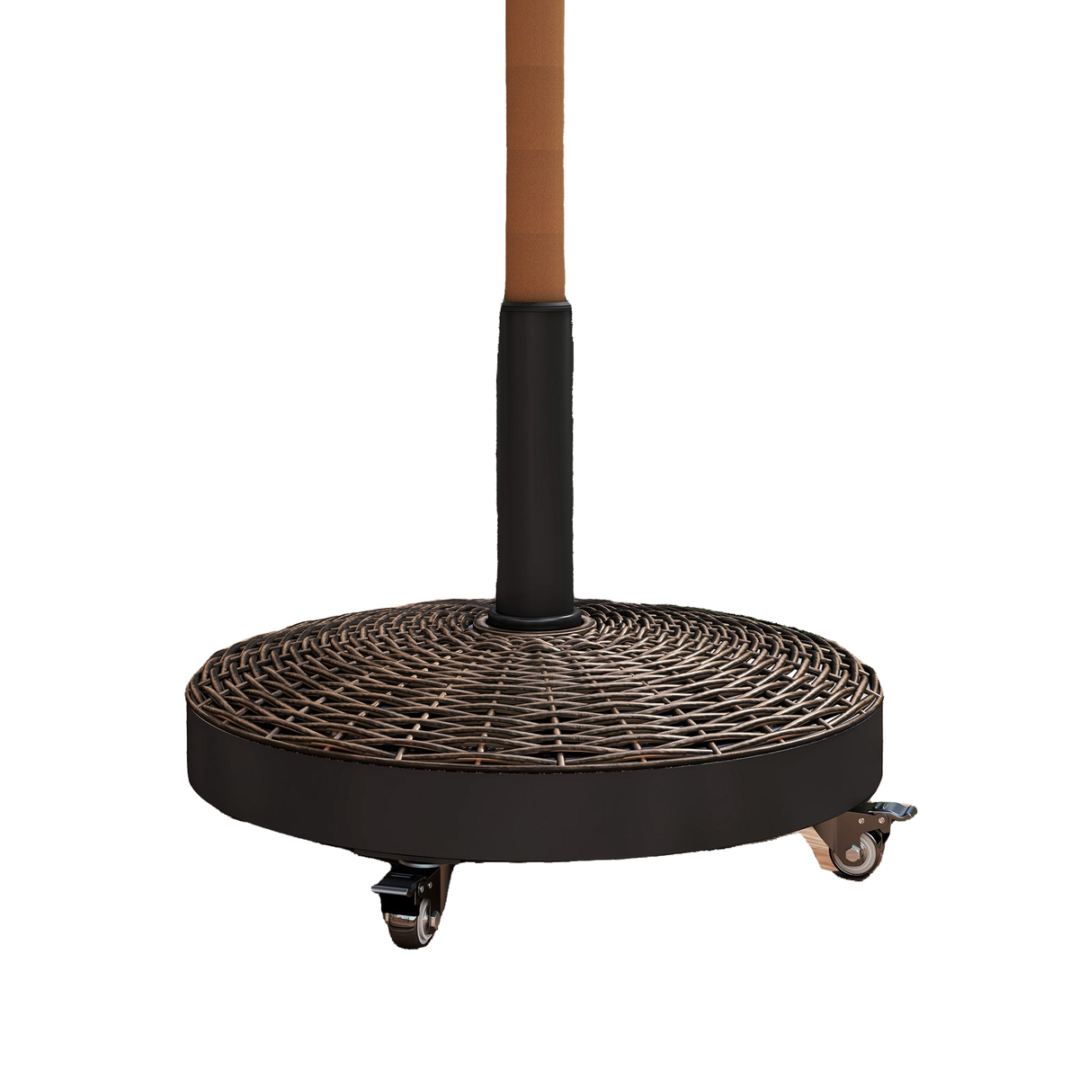 20.5" Round Parasol Base Resin Patio Umbrella Base Garden Parasol Holder Outdoor Offset Weight Stand with Wheels Bronze