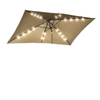 6.5x10ft Patio Umbrella Rectangle Solar Powered Tilt Aluminum Outdoor Market Parasol with LEDs Crank (Light Coffee)