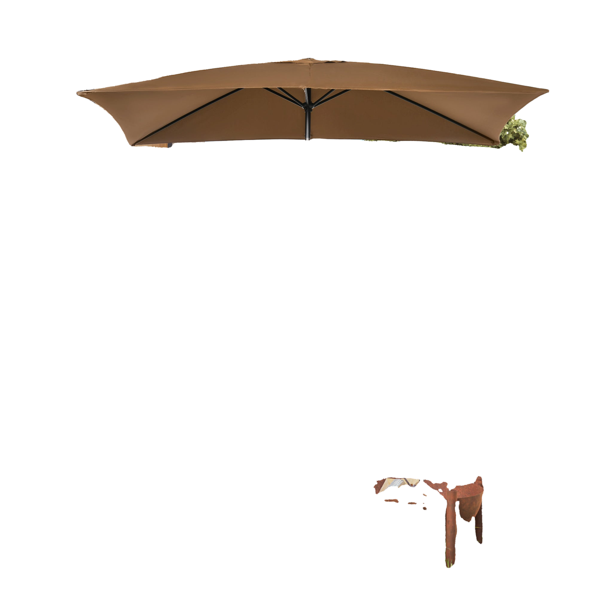 6.5x10ft Rectangle Aluminum Tilt Patio Umbrella, Garden Market Parasol, Outdoor Sunshade Canopy with Crank, Coffee