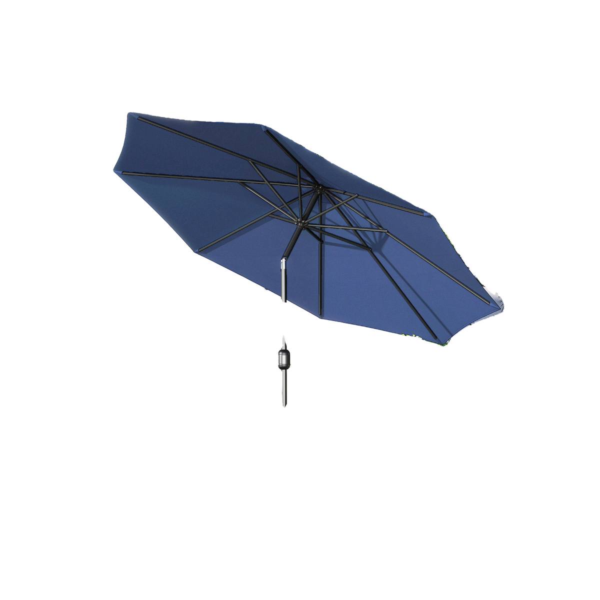 10' x 8' Round Market Umbrella, Patio Umbrella with Crank Handle and Tilt, Outdoor Parasol for Garden, Blue