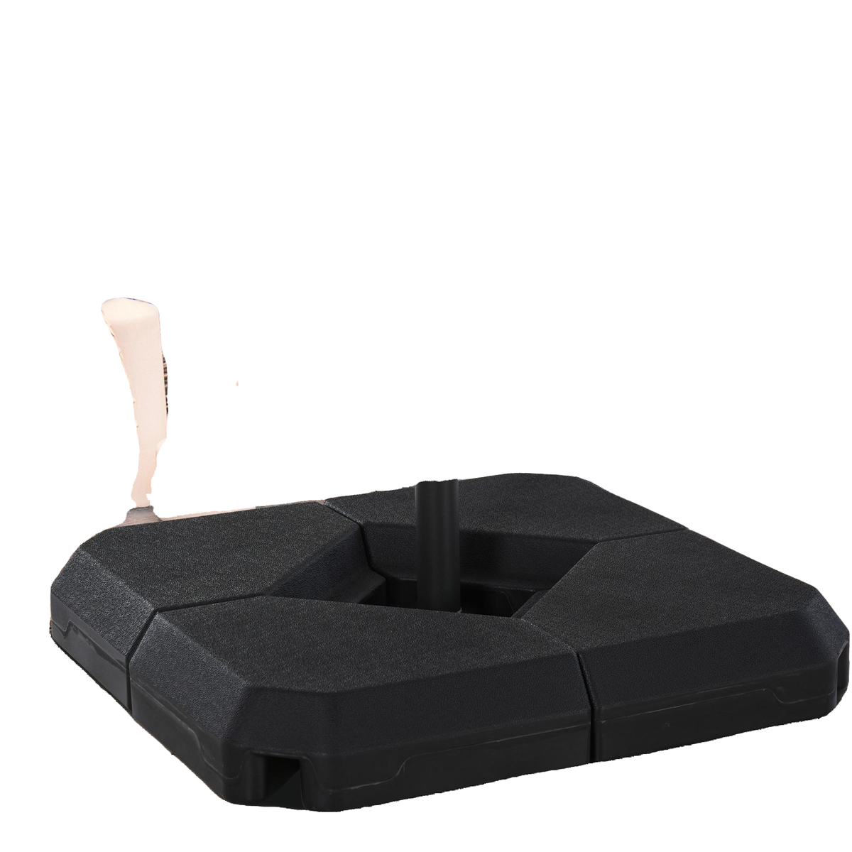 Umbrella Stand Fitting 2" Poles and Steel Base with 4 Fillable Plastic Weights, 158lbs Sand or 132lbs Water Filled, Black
