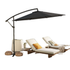 10ft Offset Patio Umbrella with Base, Garden Hanging Parasol with Crank, Banana Cantilever Umbrella Sun Shade, Grey