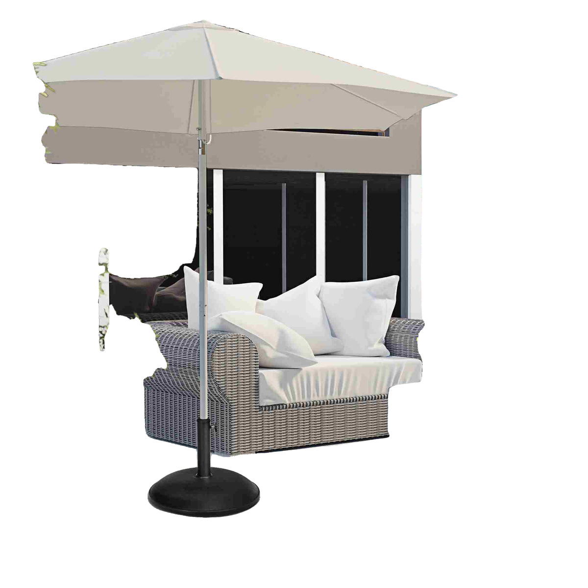 44 lbs Cement Round Umbrella Base Holder 19" Heavy Duty Parasol Stand for Patio, Outdoor, Backyard, Black