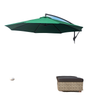 10' Deluxe Patio Umbrella, Outdoor Market Parasol, Banana Hanging Offset Sunshade with Crank, Cross Base, Dark Green