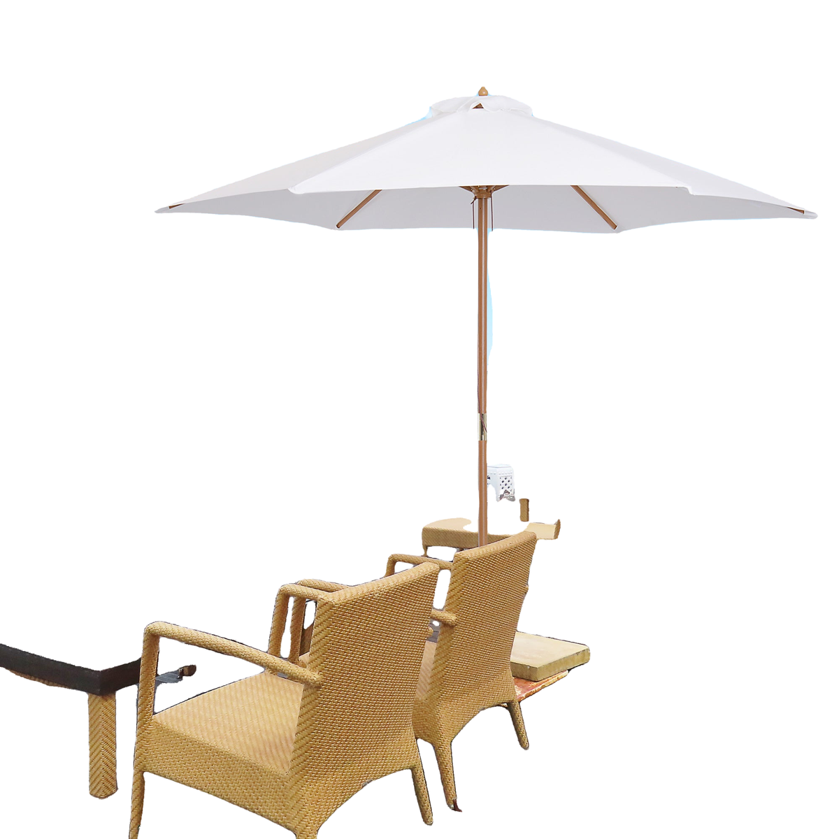 ⌀9' x 8' H Patio Umbrella, Market Umbrella with Hardwood Frame and Wind Vent, Outdoor Beach Parasol, White