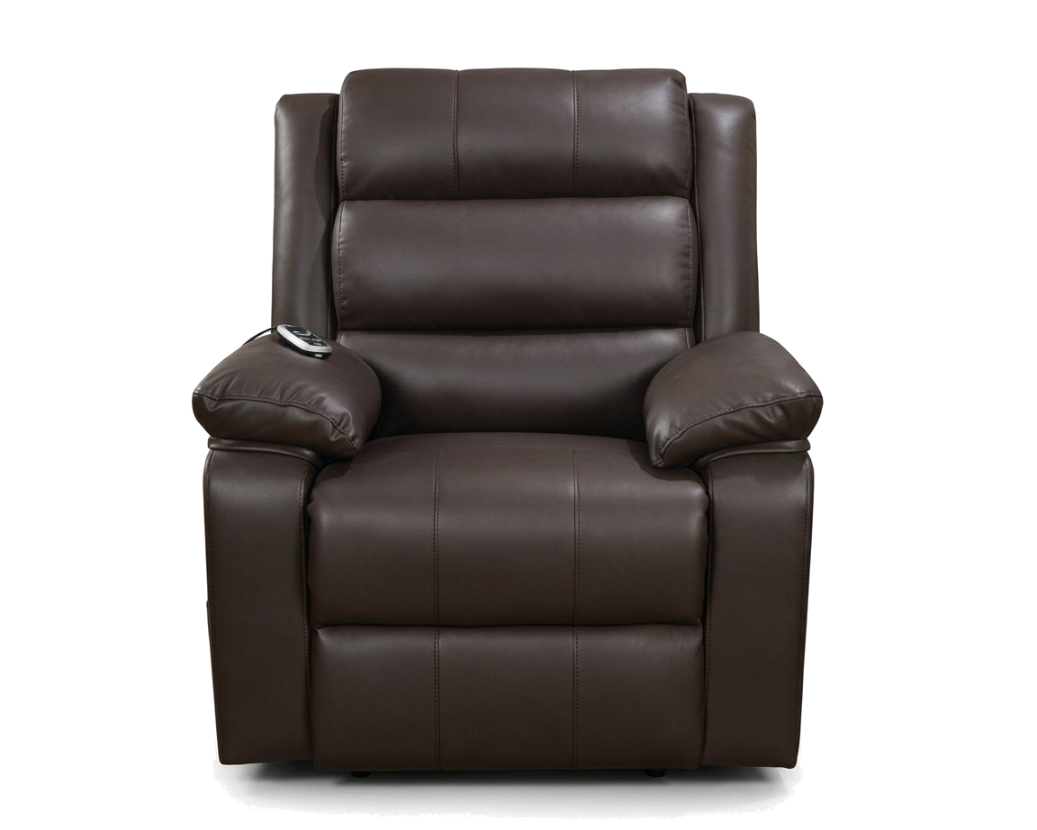 Brown Leather Electric Recliner with Massage and Heating