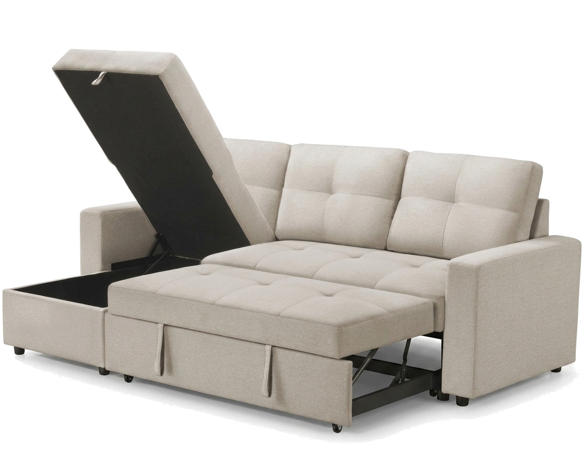 Venice Sleeper Sectional Sofa Bed with Reversible Storage Chaise