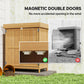 Wooden Garden Tool Storage Shed Kit with Hinged Roof, 2-Tier Shelves and Double Doors, 74x43x88cm, Natural Wood