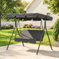 3-Seater Outdoor Porch Swing with Adjustable Canopy, Patio Swing Chair for Garden, Poolside, Backyard, Red