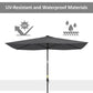 6.5x10ft Patio Umbrella Tilt Aluminum Outdoor Market Parasol with Solar Powered LEDs, Crank - Dark Grey