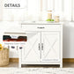 Farmhouse Sideboard Buffet Cabinet, Storage Cabinet with Barn Doors, Distressed White