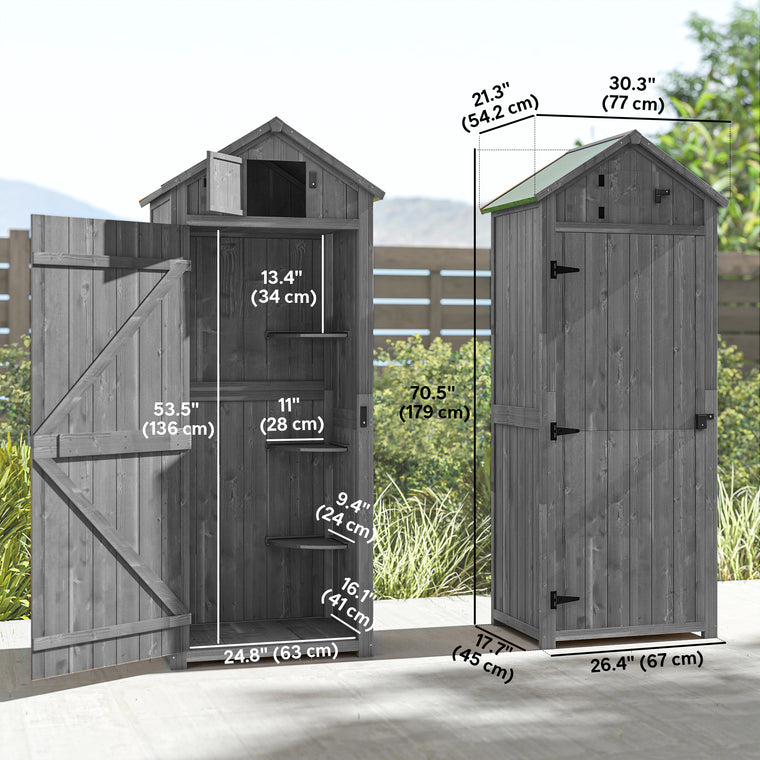 30" x 21" x 71" Garden Shed with Shelves