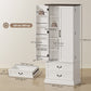 72" LED Kitchen Pantry Cabinet, Buffet Storage Cabinet with 10 Door Shelves, 2 Drawers and Adjustable Shelves, White