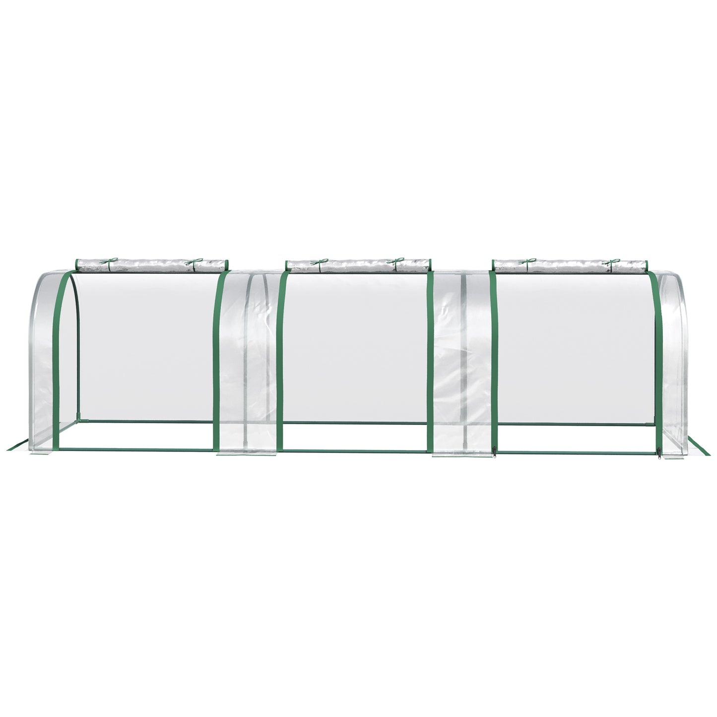 10' x 3' x 2.5' Portable Mini Tunnel Greenhouse with 3 Zipped Doors, Easy Assembly, Clear