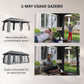 10' x 20' Patio Gazebo, Outdoor Gazebo Canopy Shelter with Netting, Vented Roof for Garden Dark Grey