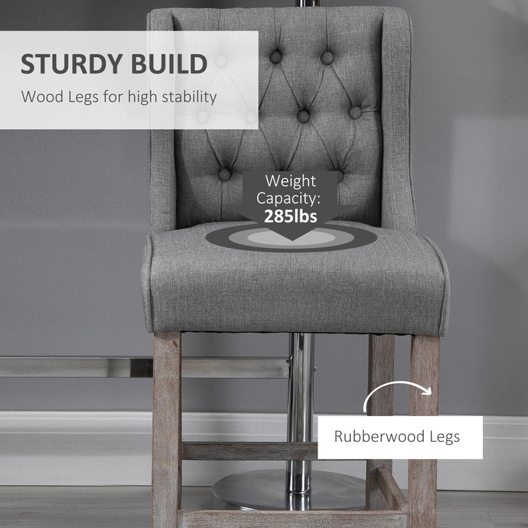 Set of 2 40" Tufted Bar Stools - Grey