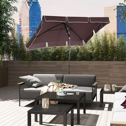 6.5' x 4' Coffee Aluminum Rectangle Patio Umbrella