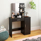 Vanity Desk with Mirror, Makeup Vanity w/ Drawer, Open Compartment and Shelves, Cabinet, Adjustable Shelves for Bedroom