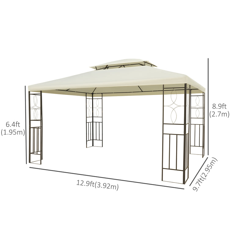 10x13ft Cream White Steel Gazebo with Vented Roof