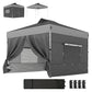 10 x 10 ft Pop Up Canopy Tent with 4 Sidewalls, UPF 50+ 1-Button Push Outdoor Instant Canopy with Wheeled Bag, Dark Grey