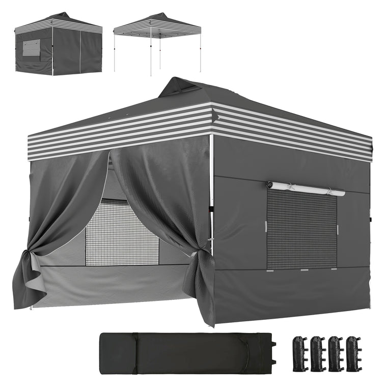 10' x 10' Dark Grey Pop-Up Canopy Tent with 4 Sidewalls