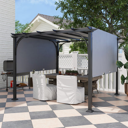 10' x 10' Grey Steel Pergola with Canopy Sun Shelter