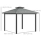 10' x 10' 2-Tier Outdoor Gazebo Canopy Tent with Zippered Mesh Sidewalls, Aluminum Frame for Patio, Backyard Light Grey