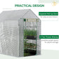 73" x 47" x 75" Walk-in Greenhouse Outdoor Portable Plant Flower Growth Warm House Garden Tunnel Shed with Roll-up Door and 4 Shelves, White