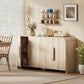 Sideboard Buffet Cabinet, 62" Modern Kitchen Storage Cabinet with Soft-Close Doors and Adjustable Shelves, Natural Wood