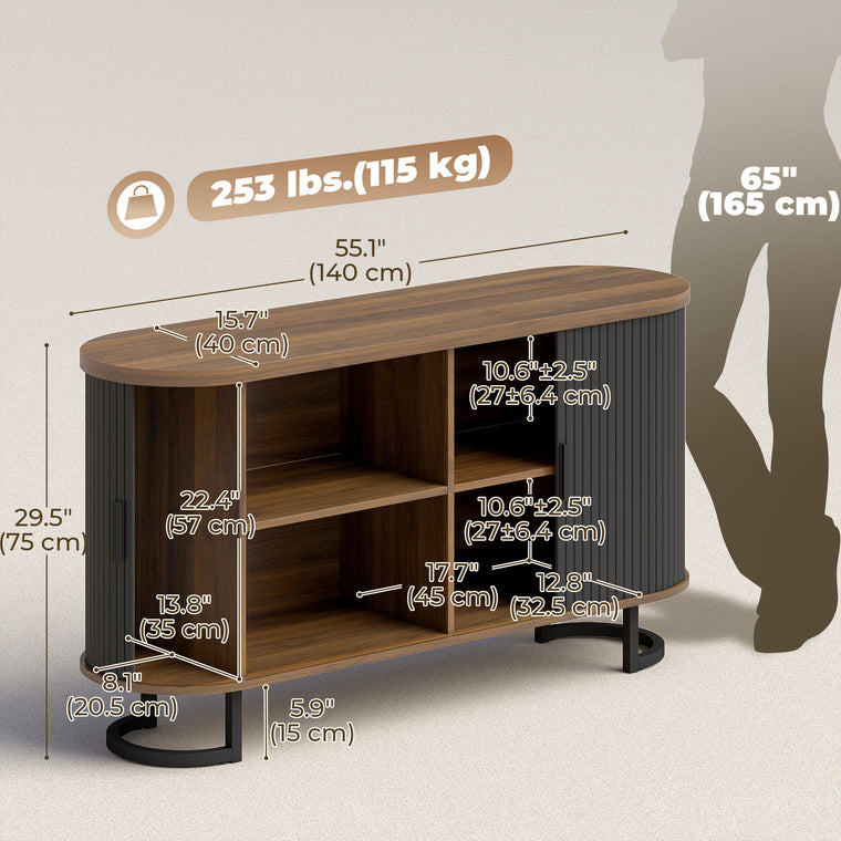 55" Fluted Sideboard with Sliding Doors