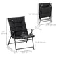 Foldable Lounge Chair, Fabric Upholstered Recliner, Outdoor Lounger with Armrest, Metal Frame for Backyard, Blue