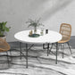 Φ48" Folding Patio Table, Outdoor HDPE Picnic Table, Card Table for 6, Round Folding Banquet with Metal Frame, White