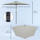 9ft Light Grey Half Round Umbrella with 5 Ribs