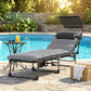 Lounge Chair Outdoor, Folding Chaise Lounge with 5-Level Adjustable Back, Cushion, Side Pocket and Headrest