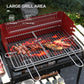 Charcoal Barbecue Grill with Adjustable Grill Height, Portable BBQ Trolley with Ash Catcher and Wheels, Red