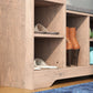 Upholstered Shoe Storage Bench w/ Seat, Entrance Bench w/ Drawer and 6 Open Shelves for Hallway, Grey