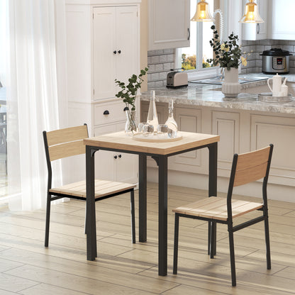 3-Piece Dining Set for 2 with Metal Legs - Natural Wood