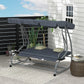 Outdoor 3-Seater Patio Swing Chair, Outdoor Swing Seat, with Adjustable Canopy and Two Pillows for Garden, Light Grey
