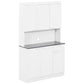 71" Kitchen Pantry Cabinet, Storage Buffet with Hutch, Adjustable Shelves, Cable Management for Kitchen, Living Room, High Gloss White