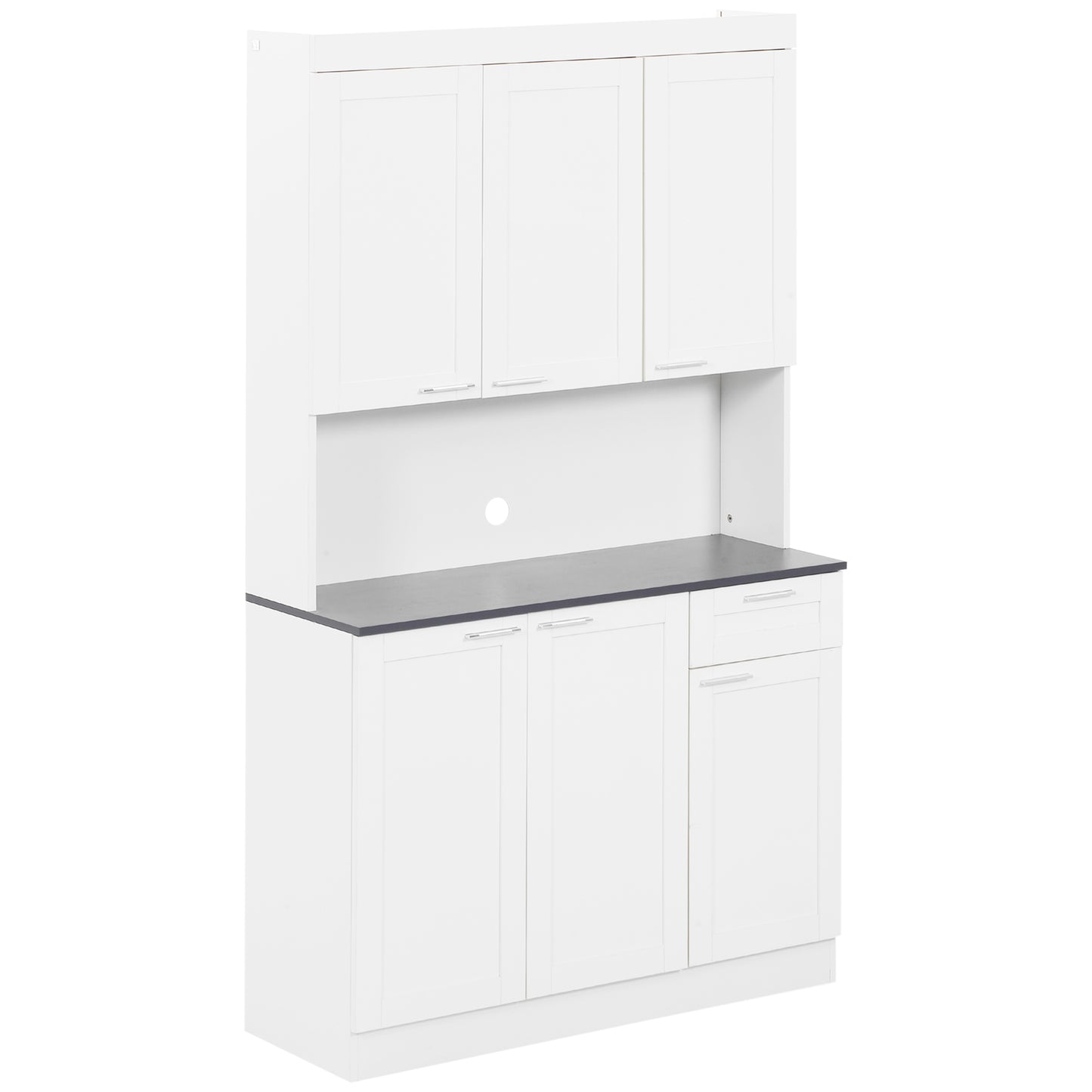 71" Kitchen Pantry Cabinet, Storage Buffet with Hutch, Adjustable Shelves, Cable Management for Kitchen, Living Room, High Gloss White