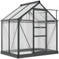 Greenhouse Garden, Green House, Outdoor Greenhouse Kit, PC Board with Sliding Door, 6.2' x 4.3' x 6.6', Grey