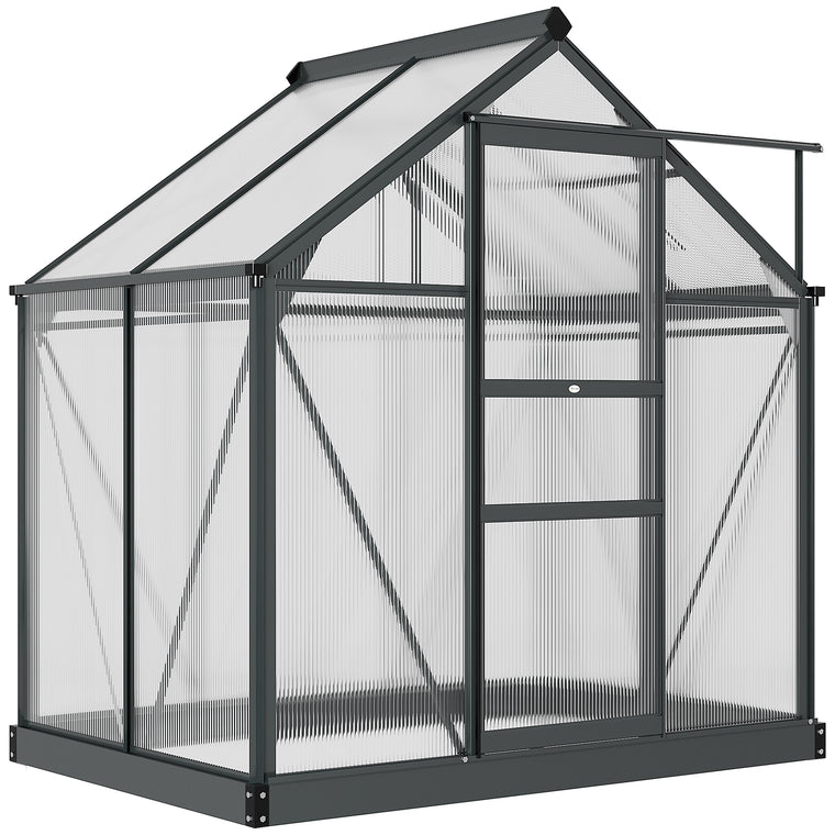 6.2' x 4.3' x 6.6' Grey PC Board Greenhouse with Sliding Door