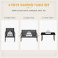 4 Piece Patio Furniture Set, Outdoor Conversation Set with Loveseat Sofa, Armchairs, Glass Top Coffee Table, Black