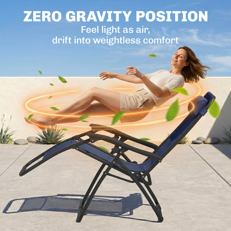 2-Piece Zero Gravity Chair Set with Side Table & Cupholders