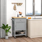 Kitchen Cart on Wheels, Rolling Kitchen Island Cart with Wood Top, Towel Rack, Drawer and Shelf for Dining Area, Grey