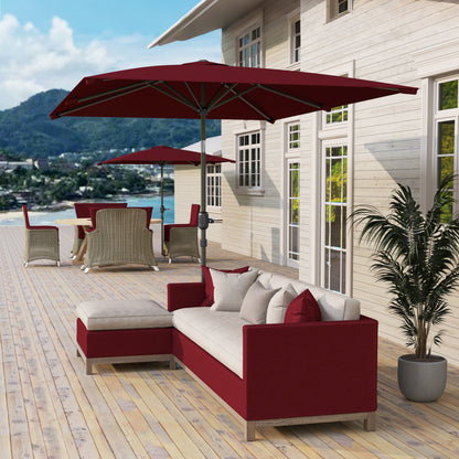 6.6' x 9.6' Wine Red Aluminum Rectangle Patio Umbrella