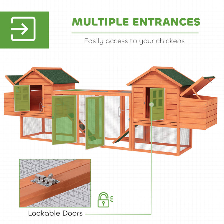 123" Orange Wooden Chicken Coop with Run & Nesting Boxes